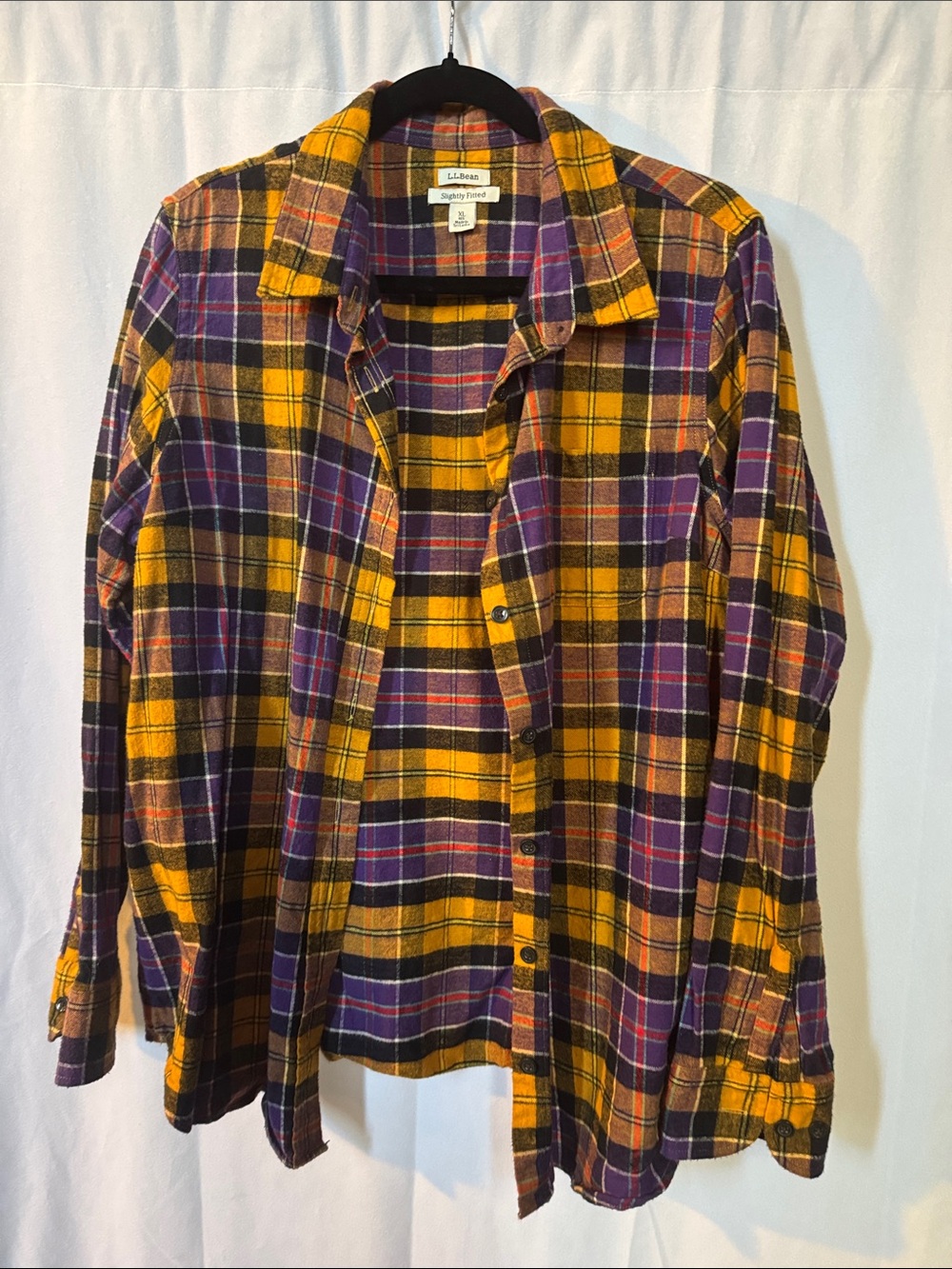L.L. Bean Purple and Yellow Plaid Button-Down Shirt